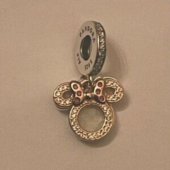Pandora Disney Minnie Mouse Silhouette Double Dangle Charm - Picture 2 of 5